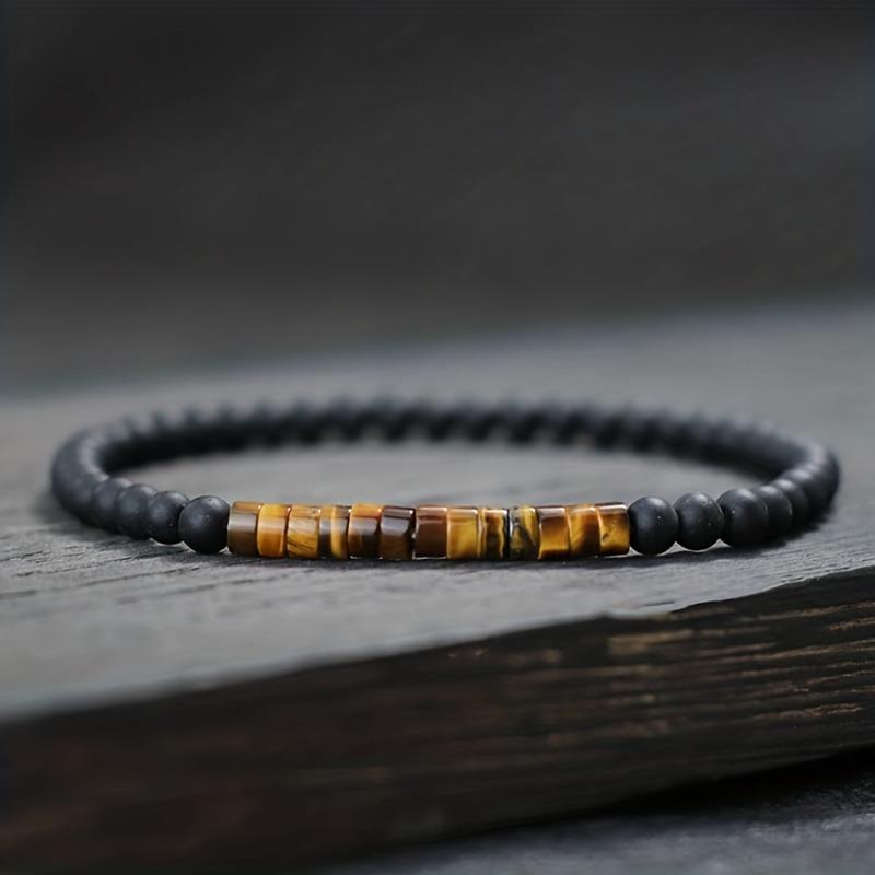 Men's Natural Stone Beaded Bracelet, Colorful Emperor Stone, Tiger Eye, Malachite Bracelet, Bohemian Style Minimalist Arm Jewelry