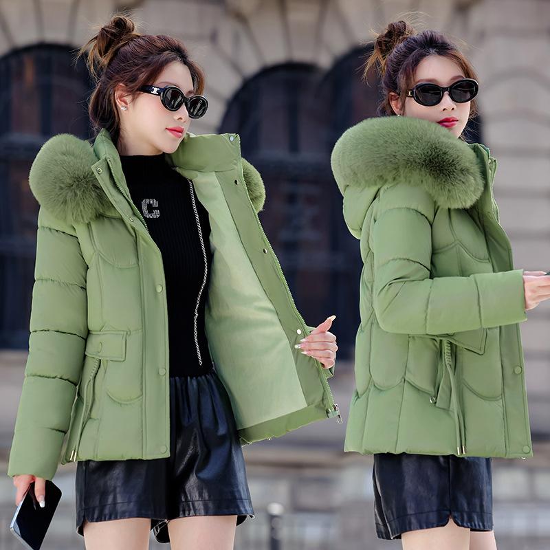 Removable Cap Cotton-padded Coat Women's Short Winter Thickened Big Fur Collar Jacket