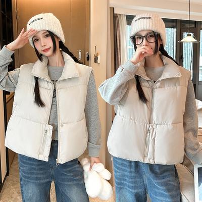 Cotton Vest Women's Autumn and Winter Short Stand-up Collar Loose Down Cotton Women's Vest Vest Vest Jacket Commuter
