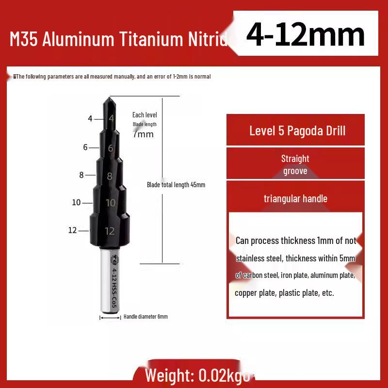 Tiangong Pagoda High-Hardness Universal Step Drill Bit Set for Stainless Steel