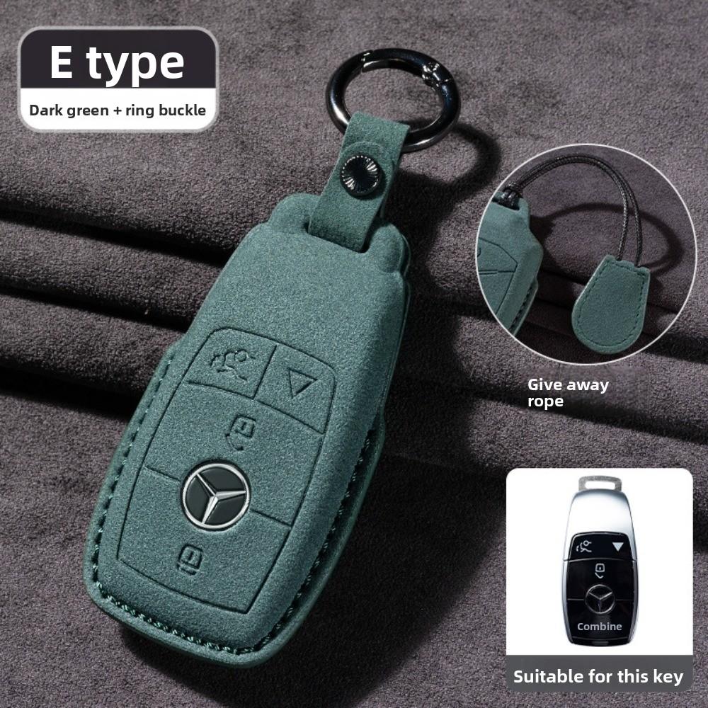 For Mercedes E300L Key Cover GLC260 Leather Case for Men E260L Car Accessories Suede Flip