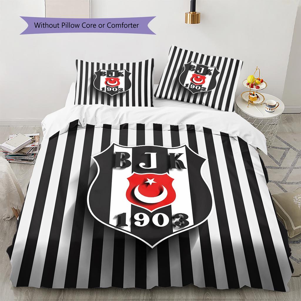 BJK Pattern Bedding Quilt Set Home Decoration Gift (1 * duvet cover + 2 * pillowcase without core)