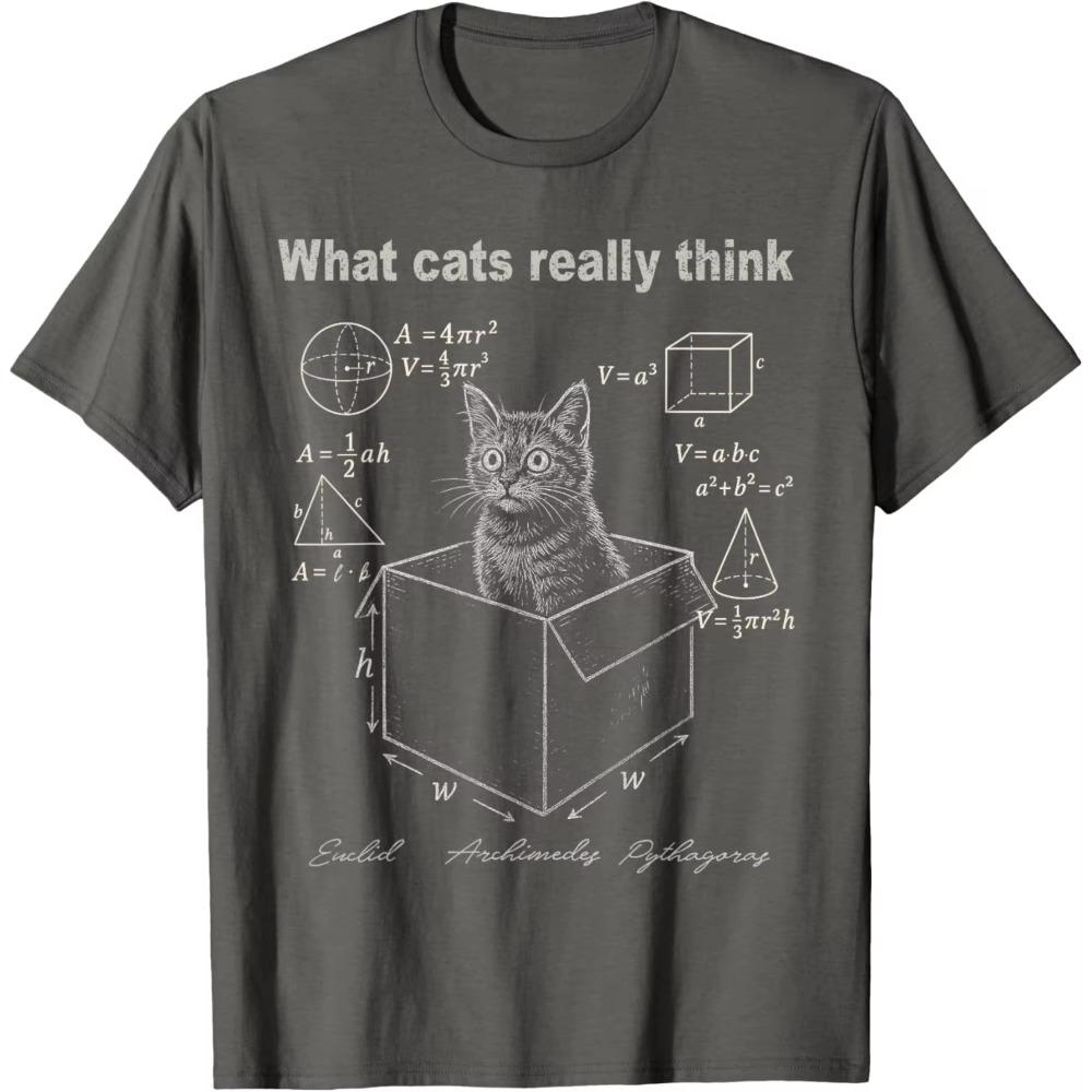 Cat in Box Math Humor TShirt Funny Logic Formulas Graphic Tee for Men Women Casual Clothing Fashion Summer Streetwear