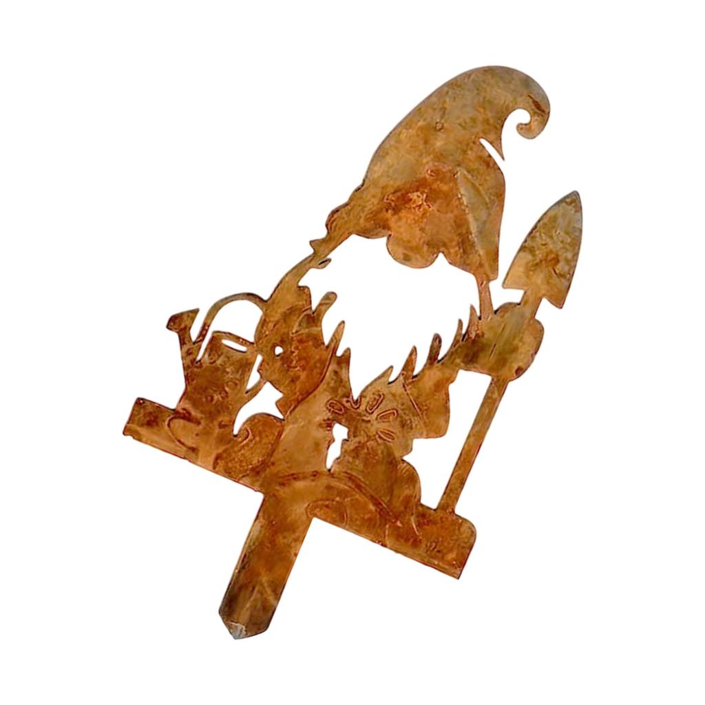Antique Finish Christmas Dwarf Statue Crafted from Recycled Metal All Season Outdoor Decoration for Porch Patios Gardens