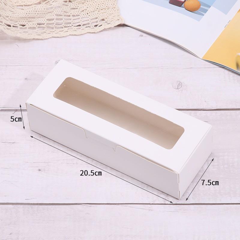 

10 шт. прямоугольная прозрачная откидная крышка с окном для выпечки, упаковка для кондитерских изделий, крафт-бумага, упаковка для макарон, печенья, конфет 20.5x7.5x5cm