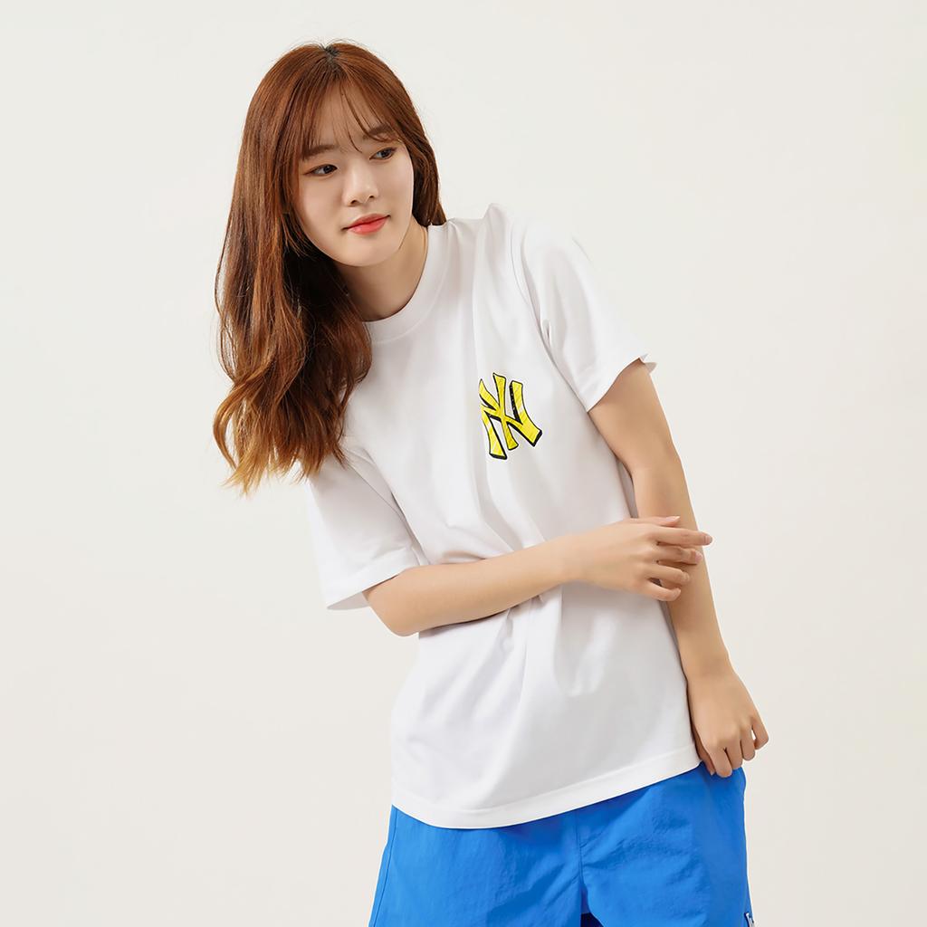 New MLB Set In Sleeve T Shirt Unisex White 3ATS03023-50WHS