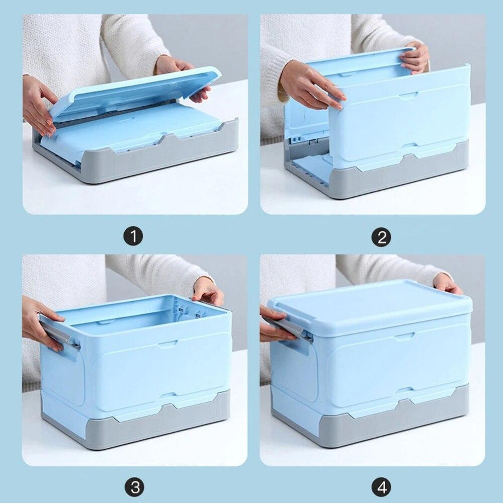Faltbare Aufbewahrungsbox Großes Fassungsvermögen Kunststoff Bücher Spielzeug Tragbare Auto-Aufbewahrungskiste Schrank-Organizer Stapelbarer Koffer
