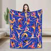 Rhythmic Gymnastics Fleece Blanket, Hula Hoop Dancers, Royal Blue Gymnast Decor
