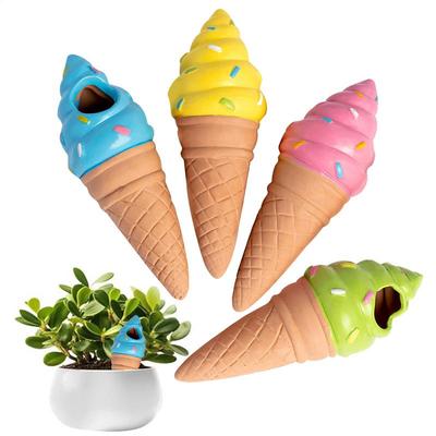 Estacas de Argila para Rega Formato Sorvete Irrigação 4X Regadores de Jardim de Argila Sistema de Irrigação Auto-Rega Mantenha as Plantas Felizes E