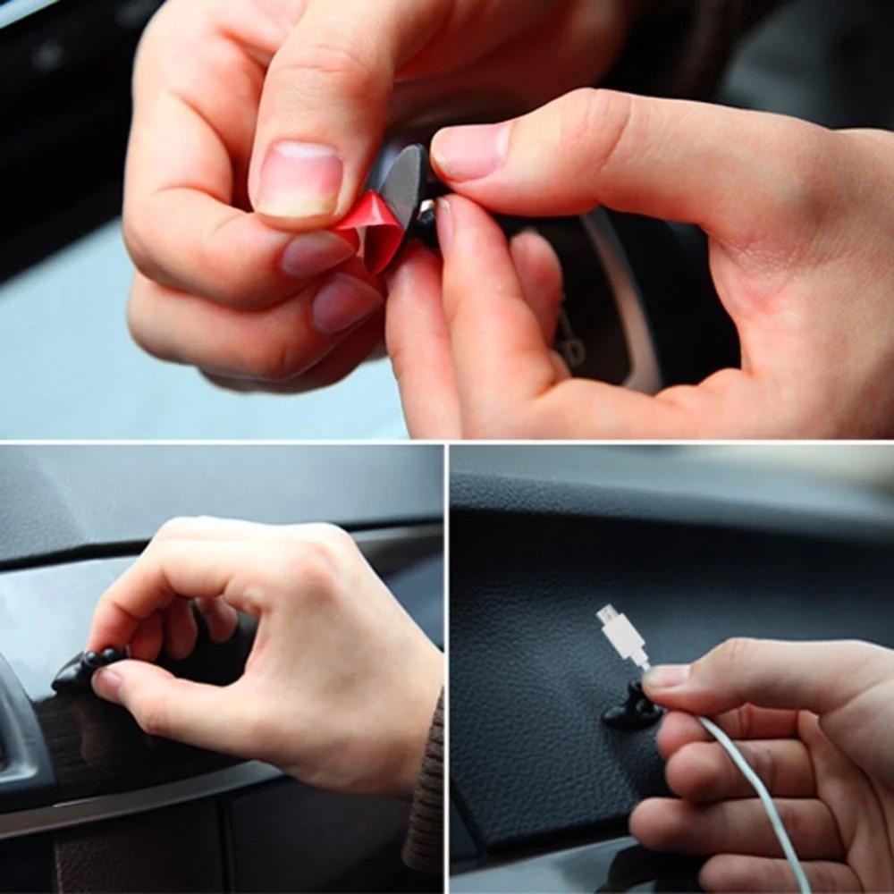 10Pcs/Lot Car Wire Cord Clip Cable Holder Tablet Line Clips Line Fixer Organizer Drop Adhesive USB Cable Car Clip Accessories