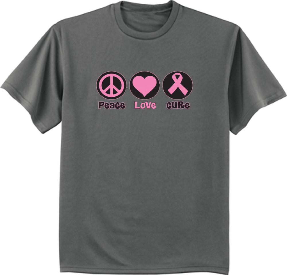 Peace Love Cure Breast Cancer Awareness t-shirt pink ribbon t-shirt mens tee XXXL