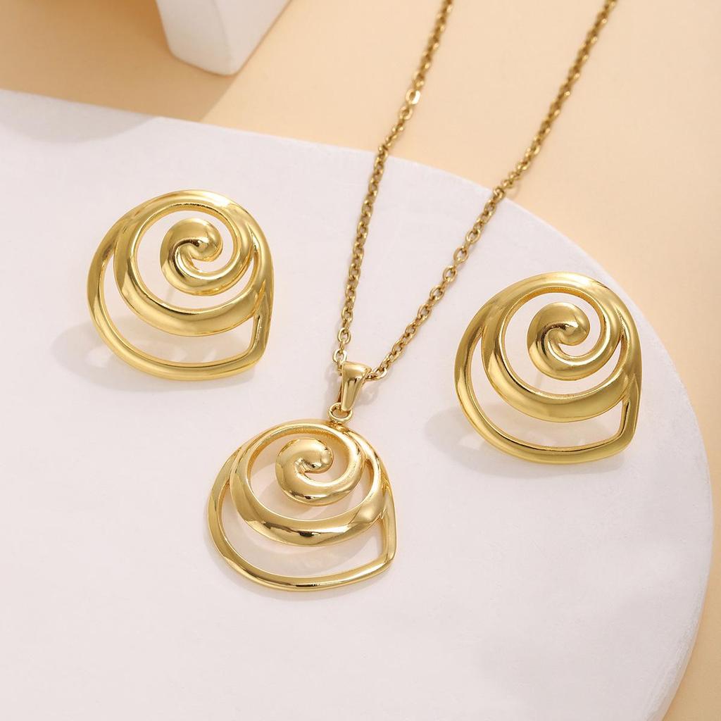 Luxury Geometric Leaf & Flower Earrings Necklace Set