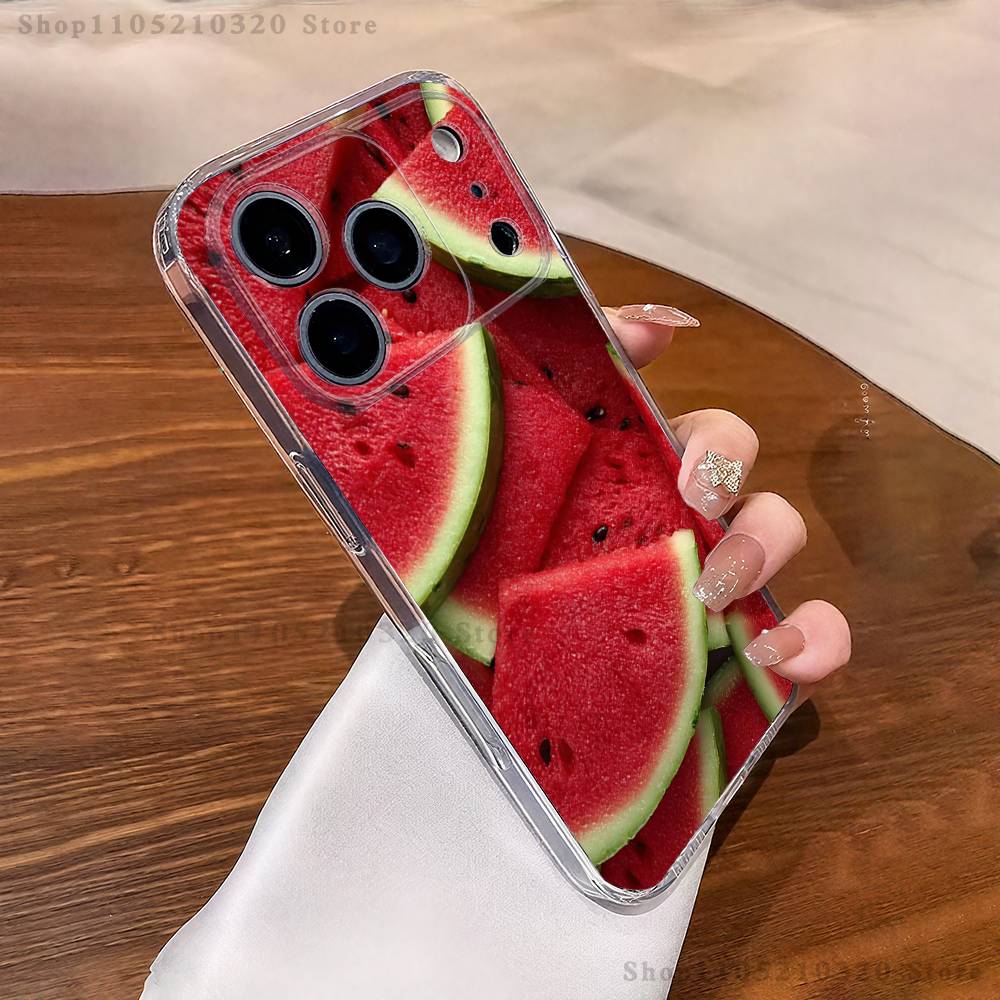 Fruit Watermelon  Phone Case For iPhone 17,16,15,14,13,12,11 Pro,Max,Plus,X,XS,XR,SE4,E Mini Transparent Soft Cover