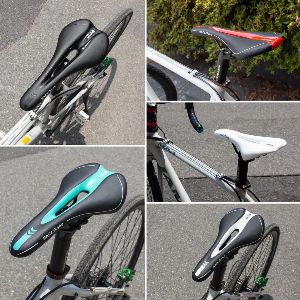 GORIX Bicycle Memory Foam Saddle [Perforated, Tensioned, Customizable] Compatible with Road Bikes, Mountain Bikes, and More, 3621A, Full Black