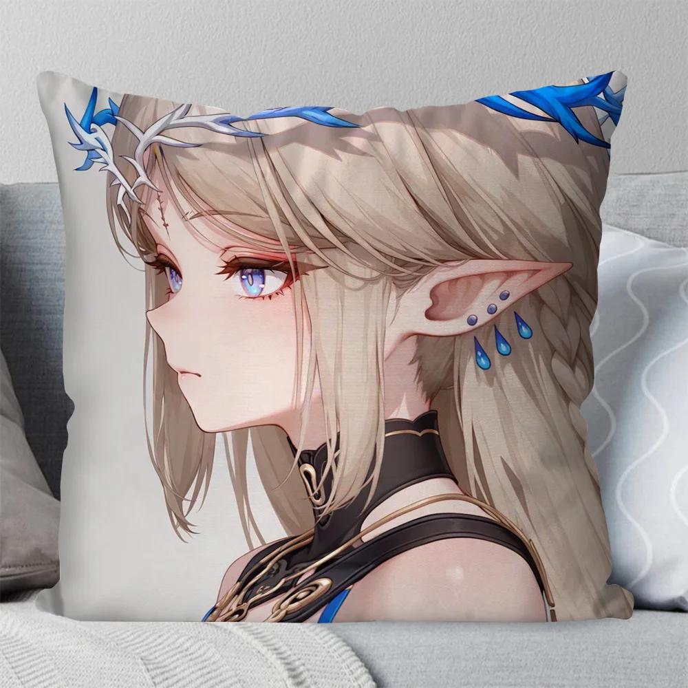 Cartethyia Anime Game W-Wuthering Waves Pillow Case Square Pillow Bedroom Sofa Leisure Comfort Living Room Home Decoration 40X40