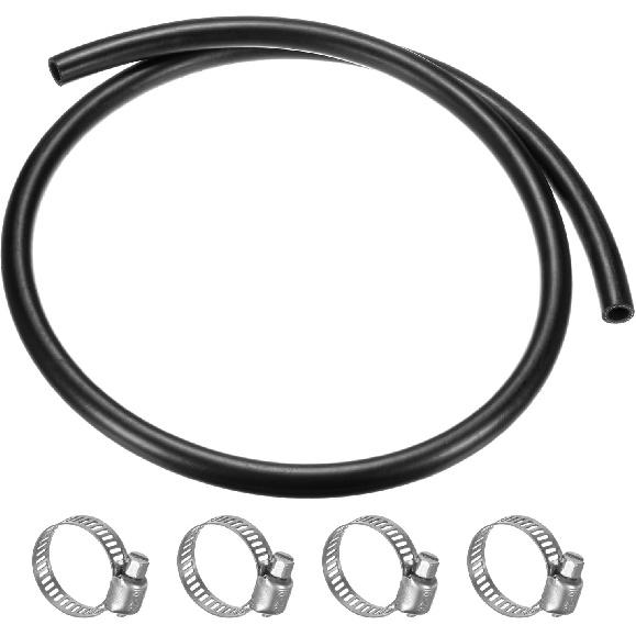 Fuel Line Hose, 6.5mm ID 13mm OD 4.9ft Length, NBR Rubber High Pressure Heat Resistant Gas Line Hose Oil Hose W 4pcs Clamps for Automotive Fuel