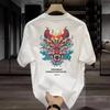 Unisexs Cotton Fitted Tshirts 5XL Black T Shirt for Unisex Casual Summer Wear Chinese Loong Print Tee Shirts White Unisex Clothing