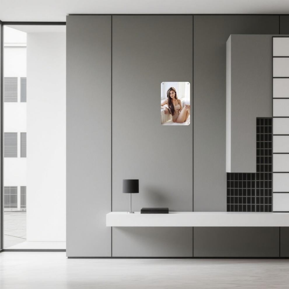 JIT Retro Eisen Metallschild 8in*12in Wasserdichte Wandkunst - Langhaarige Frau Fensterdesign für Küche Bar Café Terrasse Dekor Ideales Gi