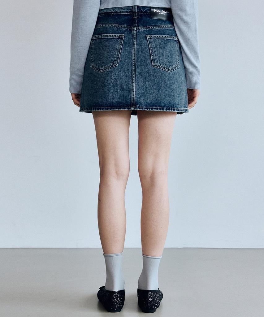 Nigaennikol Washing Denim Mini Skirt_Blue