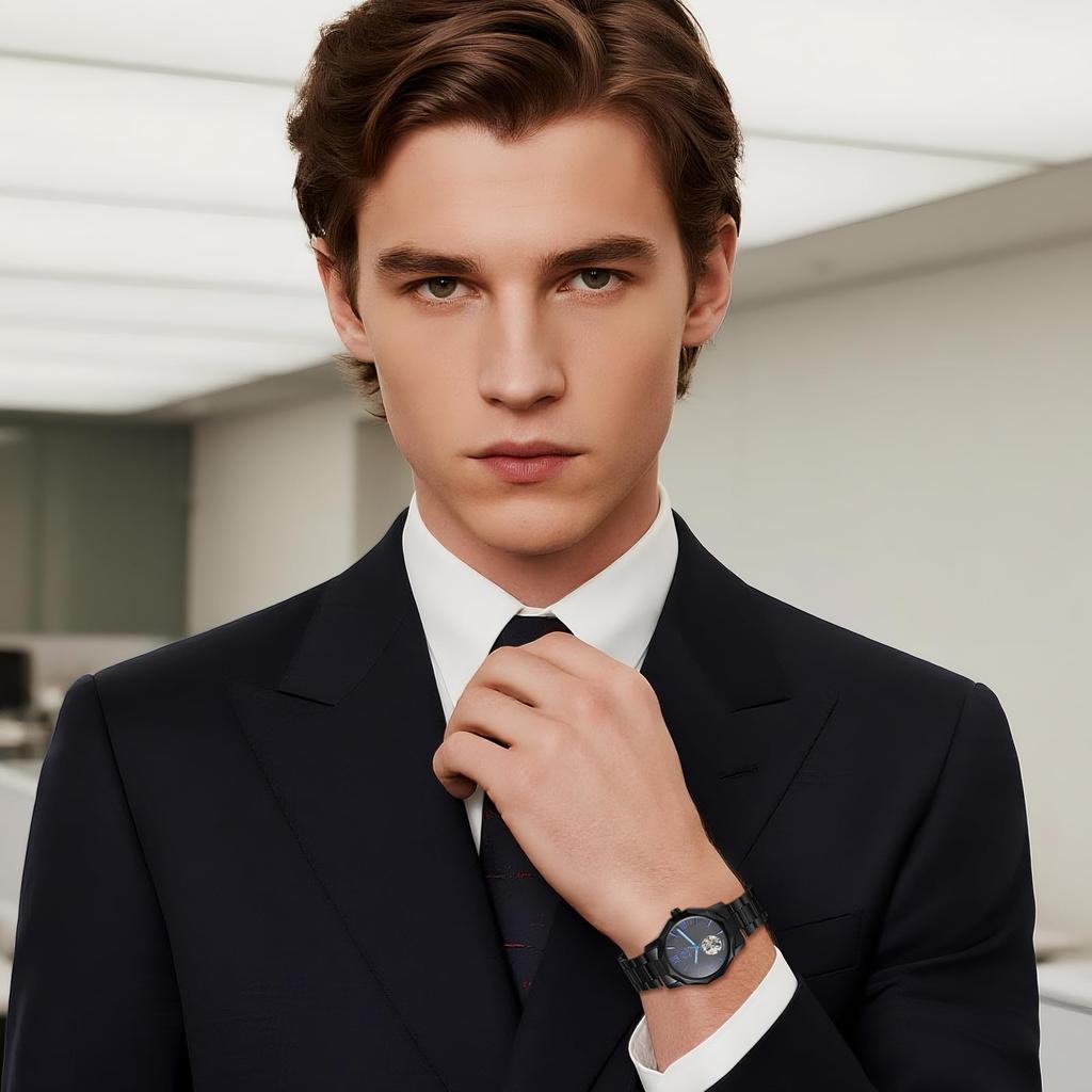 Automatic Business Watch for Luminous Stainless Perfect for Day Black Men Steel, Classic, Stylish, Fashionable, Cool, Students, Gifts, Anniversaries,