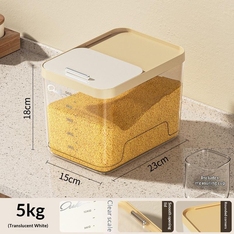 

Rice Storage Box with Lid Insect Proof Moisture Proof Sealed Jar Airtight Kitchen Container for Storing Dry Grain Home