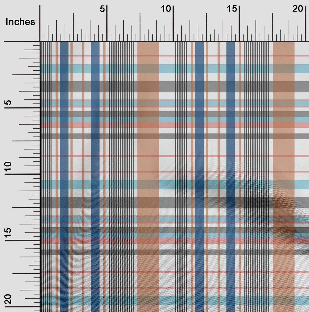 oneOone Cotton Flex Fabric Madras Check Decor Fabric Printed BTY 40 Inch