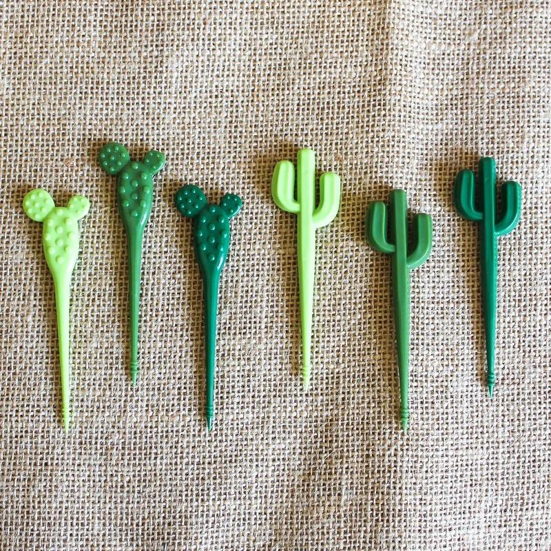 6Pcs/set Fruit Forks Party Dessert Cactus Appetizer Picks Portable Food Kids Sticks Cafe Reusable Decorative Toothpicks