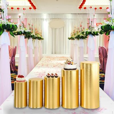 5Pcs Cylinder Dessert Pedestal Covers Plinth Stand Pillar Tables Cloth