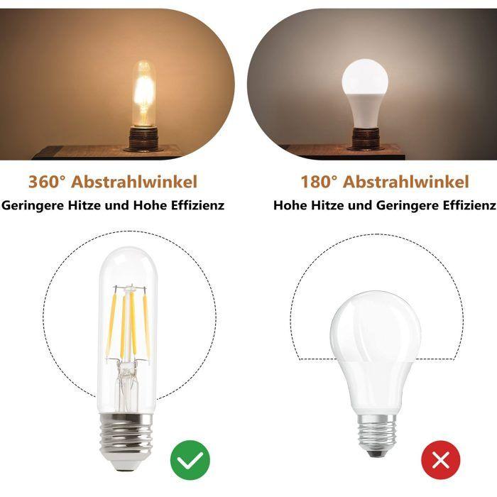 Pack de 6 ampoules E27 - NETTLIFE - T30 - 4W - 2700K blanc chaud - LED filament Edison