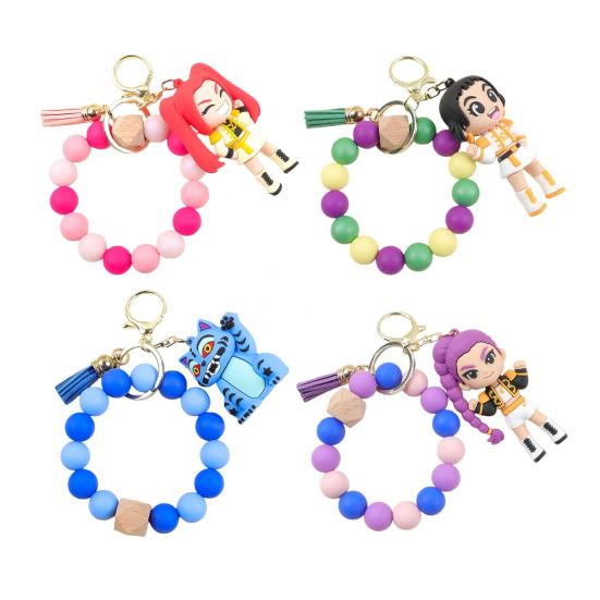 Keychain Pendant Anime Doll Charm Beads Bracelet Key Chain Party Favor Keyring Bag Charm Backpack Accessory