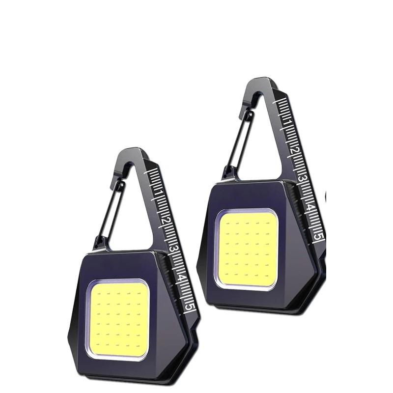 Multi-functional  Magnetic COB Work Light Key Chain Lights Type-C USB Rechargeable Flashlight Mini Camping Lantern Torch