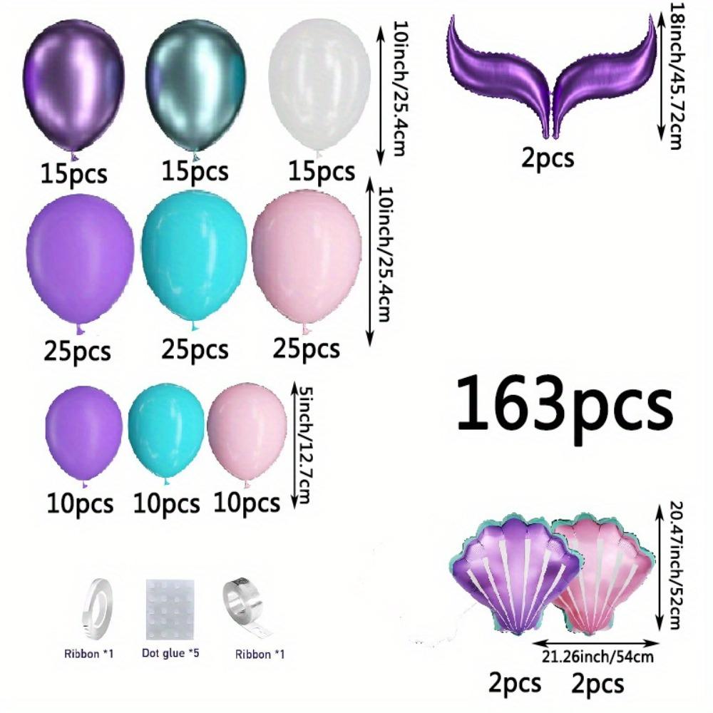 139pcs Mermaid Tail Balloon Arch Kit for Birthday Parties Bridal Showers Valentine's Day Summer Celebrations Decorating Supplies