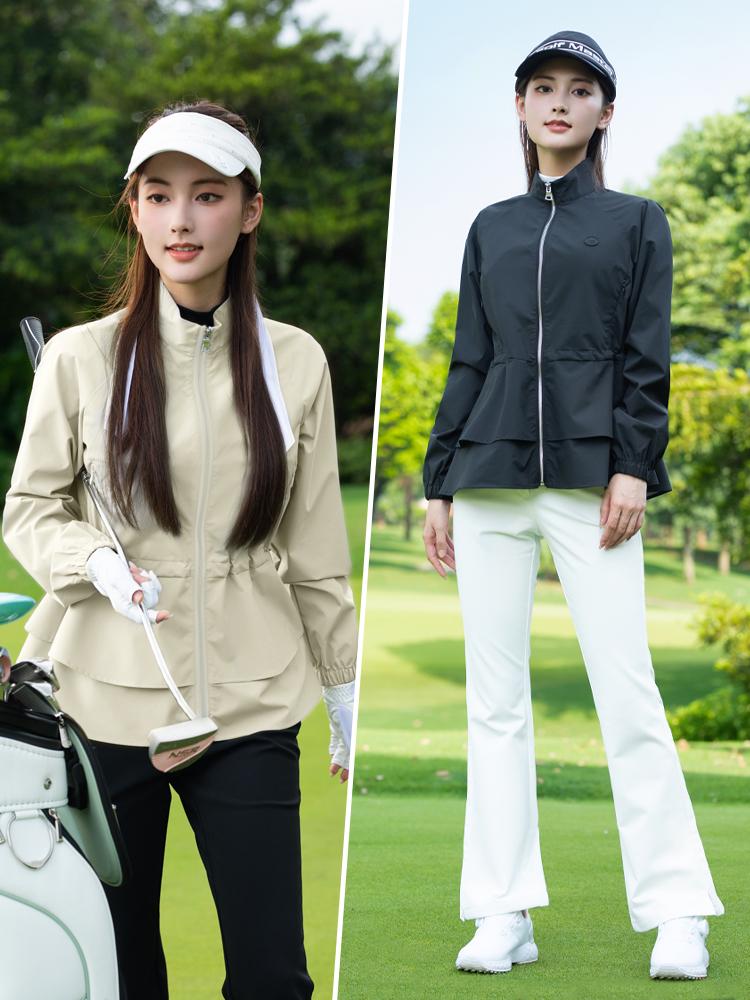 PGM Women's Ruffle Hem Zipper Stand Collar Golf Jacket - Autumn/Winter 2025 Collection