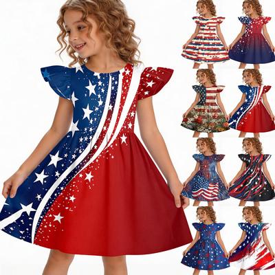 Girls' Summer Princess Dress - A-Line Casual Print Dress