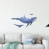 Blue Whale Wall Stickers, Waterproof PVC Wall Decals with Lighthouse And Stars, Peel And Stick Removable Marine Life Decals for Living