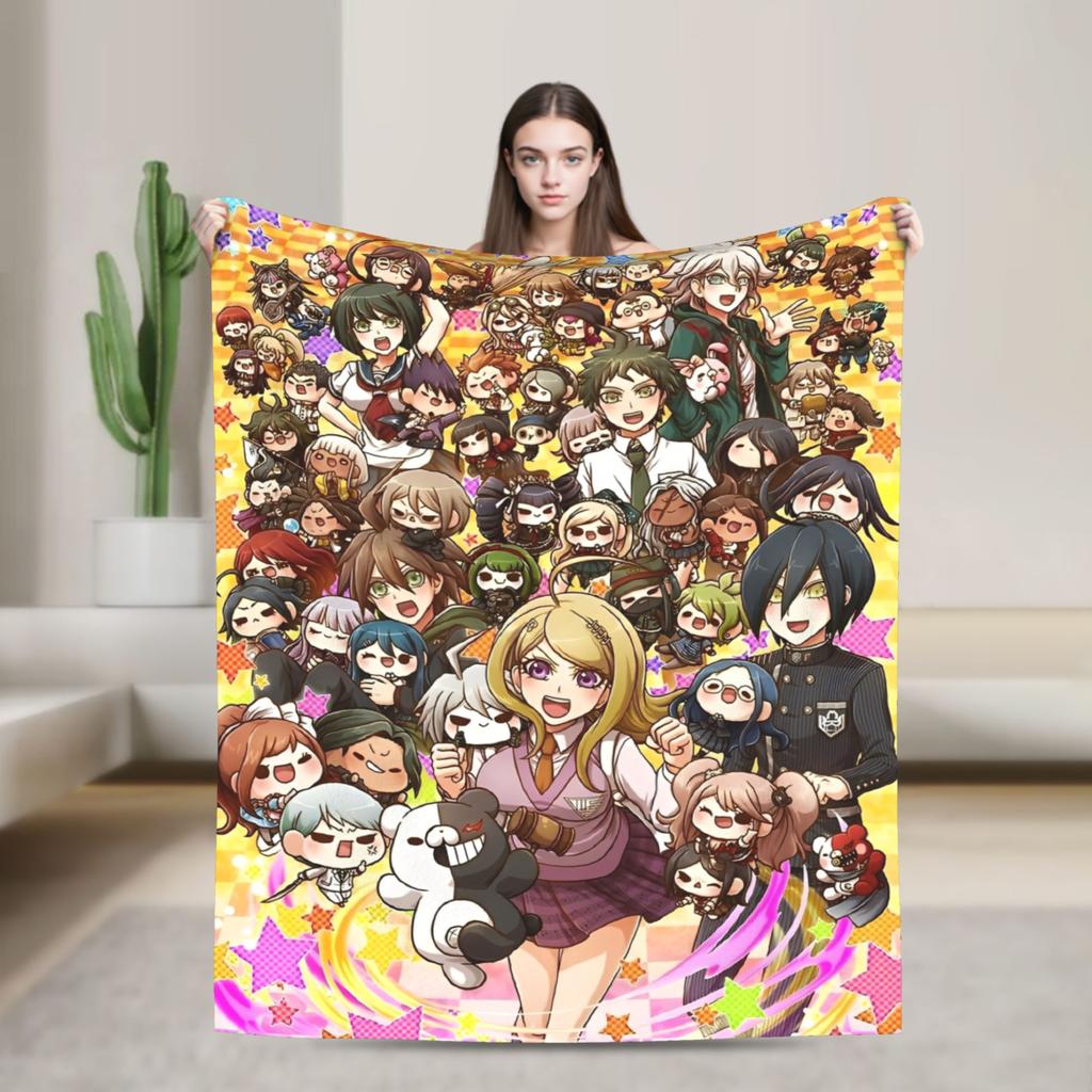 Danganronpa Game Anime Blankets Monokuma Nagito Flannel Novelty Warm Throw Blankets for Bedspread All Season Couch