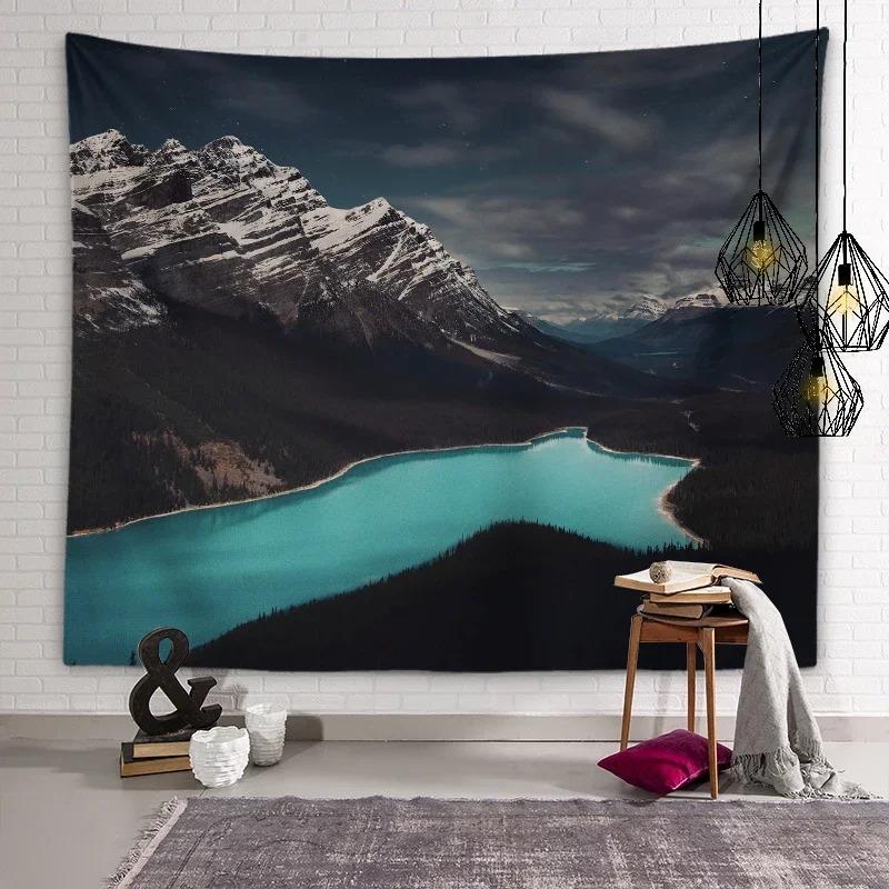 Natural Mountain Lake View Wall Decoration Tapestry Home Living Room Tapestry