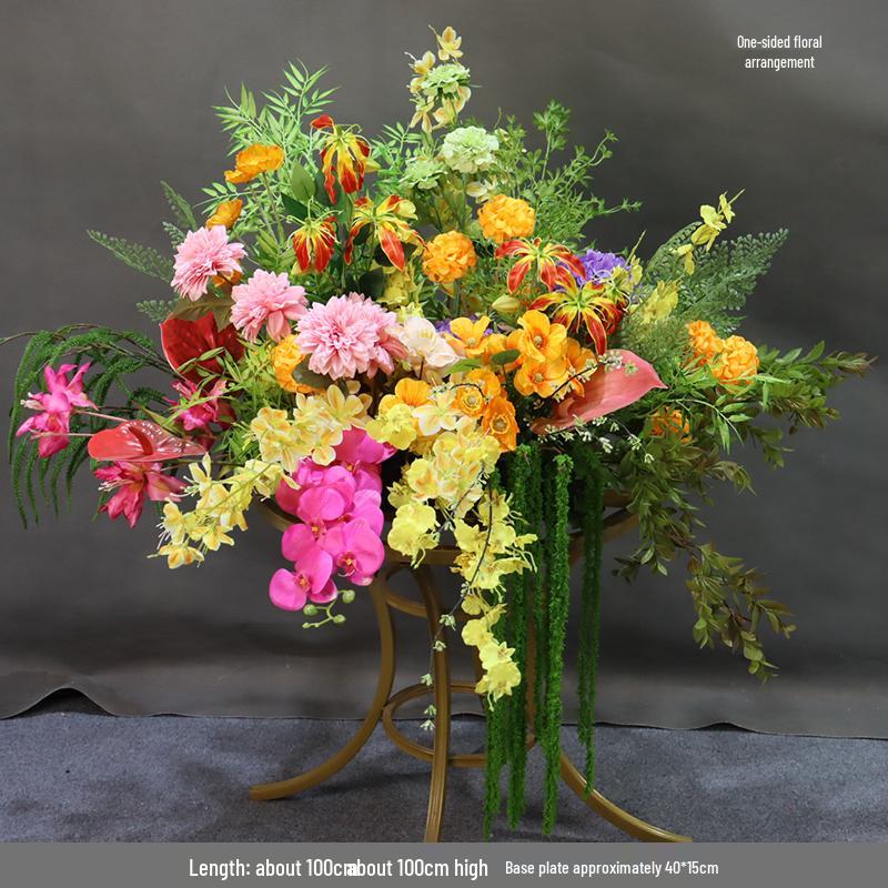 Dopamine Wedding Aisle Flowers: Monet Garden Style, Soft Decorative Flower Strip, Colorful Display.