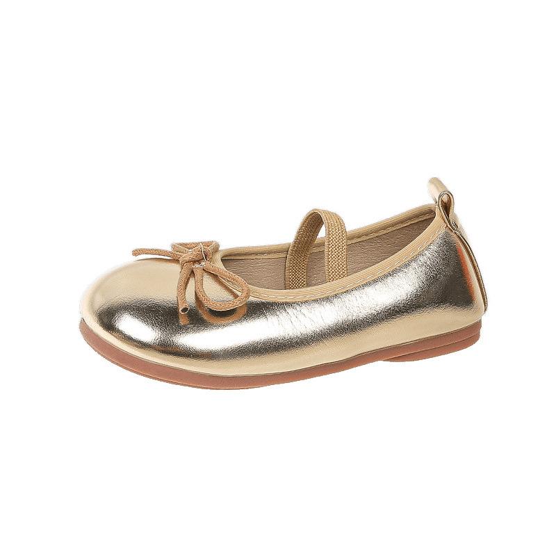 Girls' Leather Shoes 2025 Spring and Autumn New Silver Shoes Little Girl Princess Shoes Soft-soled Beanie Shoes Red Single Shoes Tide
