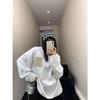 2025 New Arrival: European-Style White Long-Sleeve Women's T-Shirt, Mid-Length Loose Fit, Pure Cotton Base Layer for Autumn/Winter