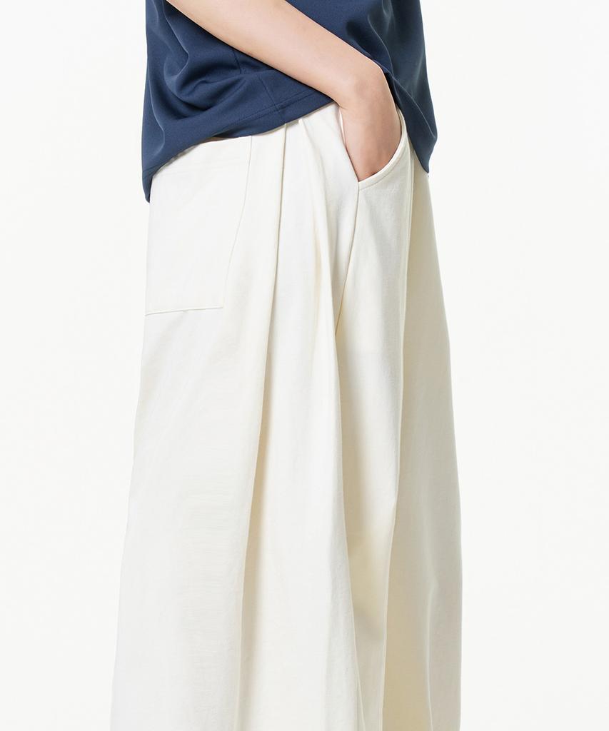 MOZMOZ Plain Side-Pleated Wide Training Pants Cream