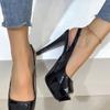 Spring and summer new thin heel super high heel. Sandals patent leather glossy nightclub large size fish mouth fashion sandals women