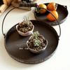 Handle Metal Storage Trays Classical Relief Printing Rotundity Ellipse Plate Delicious Food Dessert Photography Decoration Prop