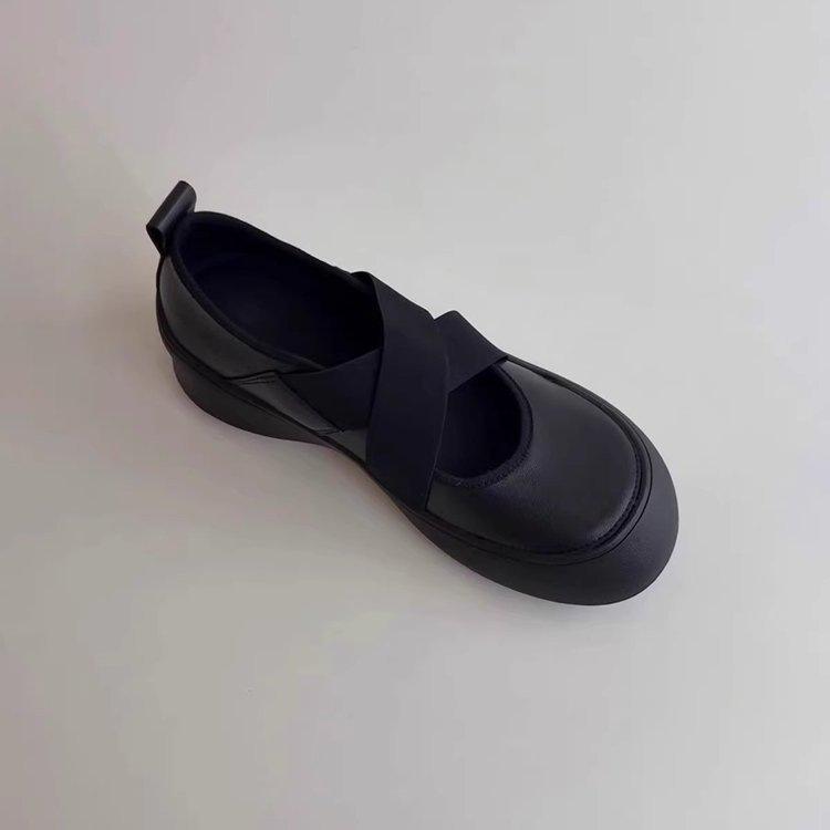 Retro with skirt, black small leather shoes, women's muffin, Mary Jane shoes, sports and leisure shoes, platform height-increasing ballet shoes
