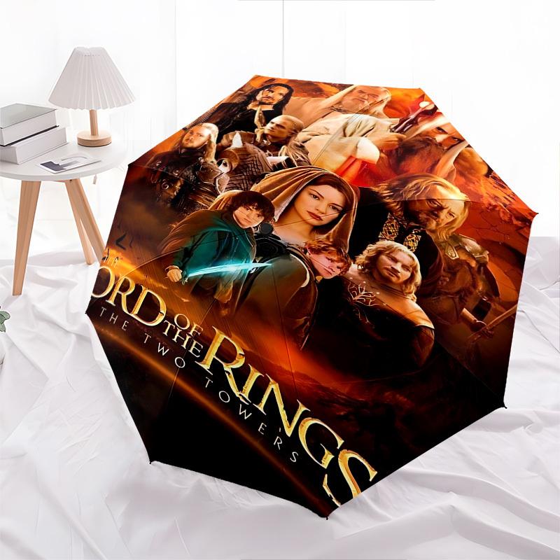1pc Lord of the Rings Two Towers Automatic Folding Umbrella - Compact 8-Rib Design, Durable Plastic & Iron1388L