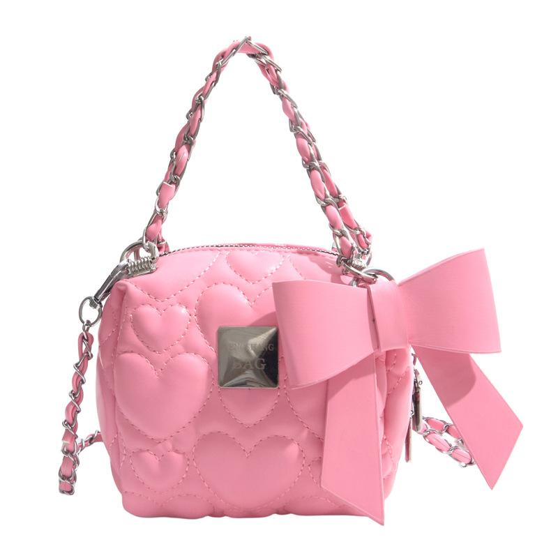 Ladies' Handbag, Women's Love Embroidered Thread Chain Handbag, Korean Chain Bag, Versatile and Western-style Bow, Small Fragrant Crossbody Bag