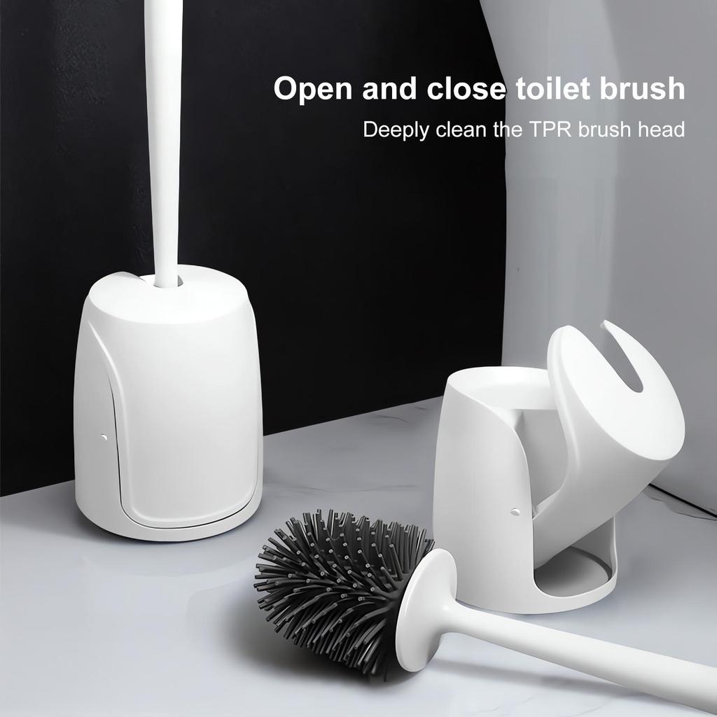 Long Handle Toilet Brush Set with Grip Handle Plastic Handle TPR for Grout Scrubbing and Bathroom Cleaning