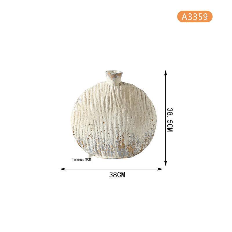 Retro Terracotta and White Vase for Dried Flowers, Home Decor Ornaments for Living Room