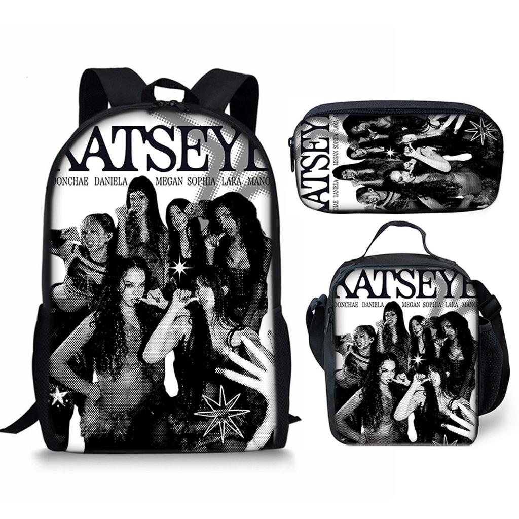 Luxury Popular Funny Novelty Kpop Katseye 3D Print 3pcs/Set pupil School Bags Laptop Daypack Backpack Lunch bag Pencil Case