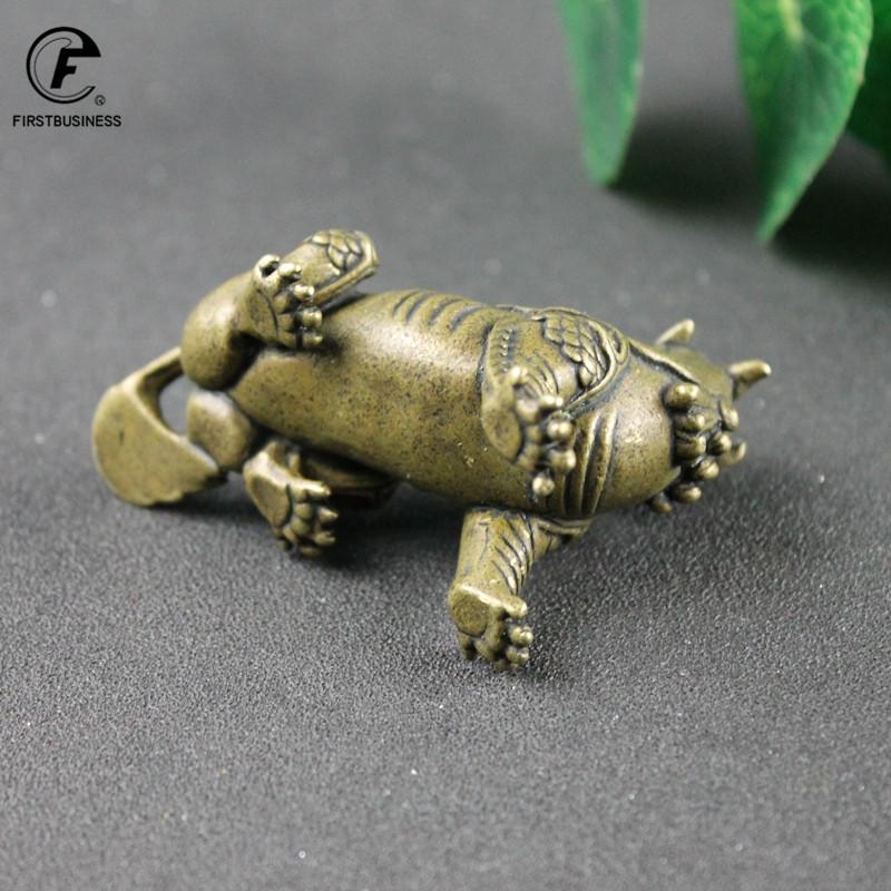 Antique Bronze Chinese Myth Beast Qi Lin Statue Miniature Figurines Desktop Ornaments Home Car Decorations Copper Crafts Gifts